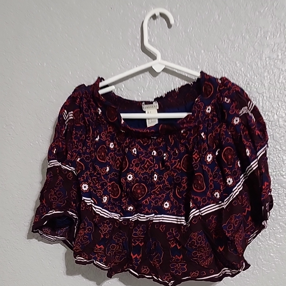 Forever 21 Navy and Red Boho Mini Skirt